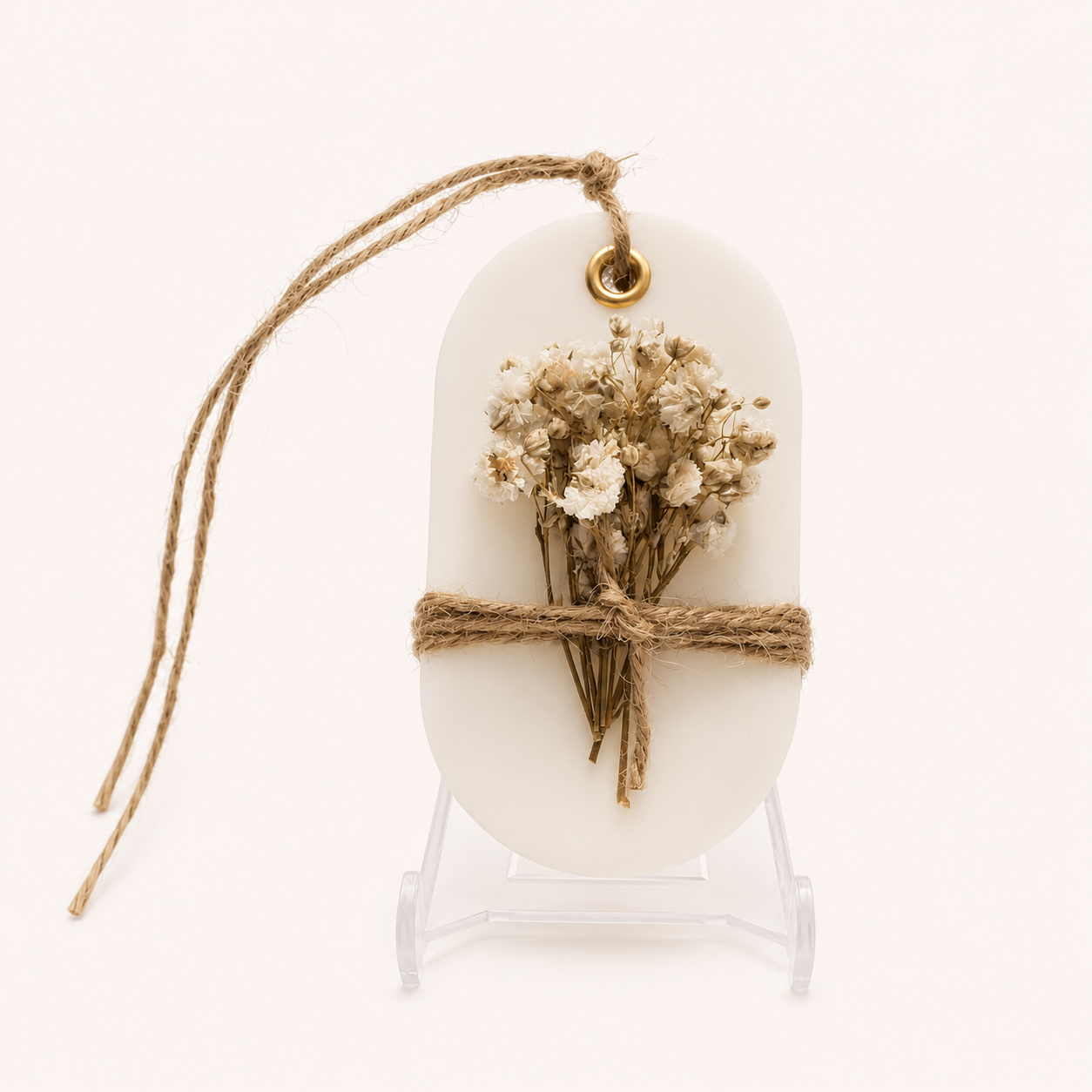 Ambientador oval creme com flores secas